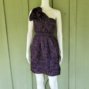 THREAD SOCIAL Eggplant Silk Organza Dress 0